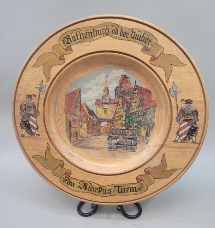 1960's German Hand-Painted Decor Wood Plate