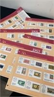 6 pages of 50 years of us commemorative stamps