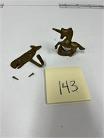 Miniature Brass Unicorn & Whale Coat Hanger