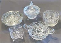 (5) Assorted Cut Glass Dishes