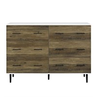 White And Rustic Oak Modern Wood 6-drawer Buffet -