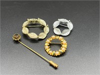 Brooches and stick pin
