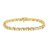 10k Gold-pl 1.00ct Diamond X-link Bracelet