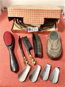 Vintage shoe care lot: Fostoria electric shoe