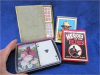 2 old card decks & heros of blues cards