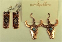 Vintage Copper/Turquoise & Copper/Enamel Earrings