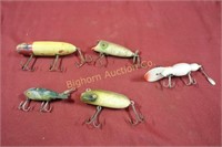 Vintage Fishing Lures 5pc lot Assorted Sizes/Mfgs