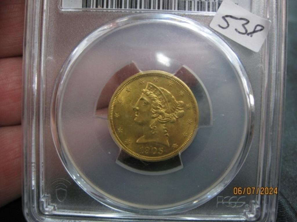 Gold Liberty Head 2 ½ 1905 ms61 PCGS