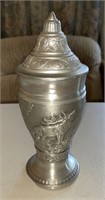 Vtg WWM Zinn Pewter Embossed Stein, Hunting Dog,