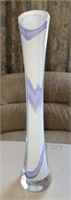 Vtg Murano White/Purple Cased Glass Vase