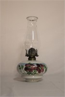 Glass floral oil lamp 14" H