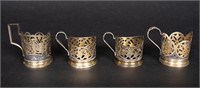 Russian Niello 875 Silver Gold Wash Tea Glass Set