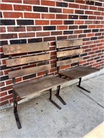 2 Vintage wood stadium seats