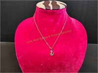 16" Silver Necklace w/ Anchor Pendant