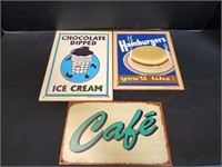 (3) Metal Signs