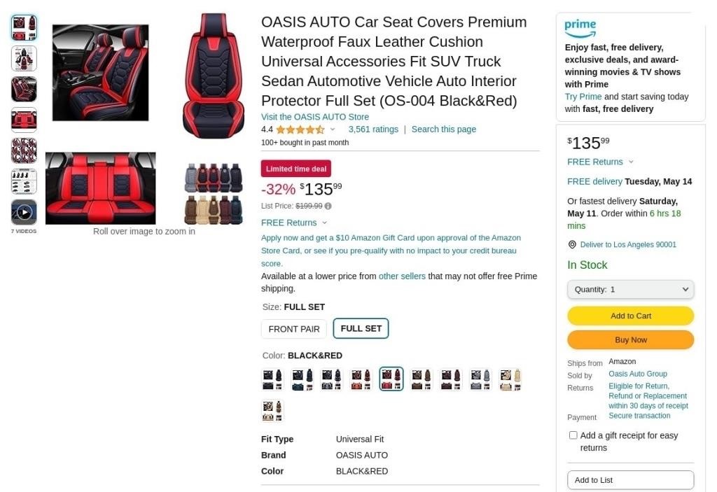 B9938  OASIS AUTO Car Seat Covers Waterproof - OS-