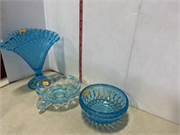 Blue glass items