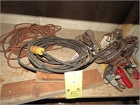 GROUP ON SHELF - CORDS, PROPANE HEATER, ADAPTERS