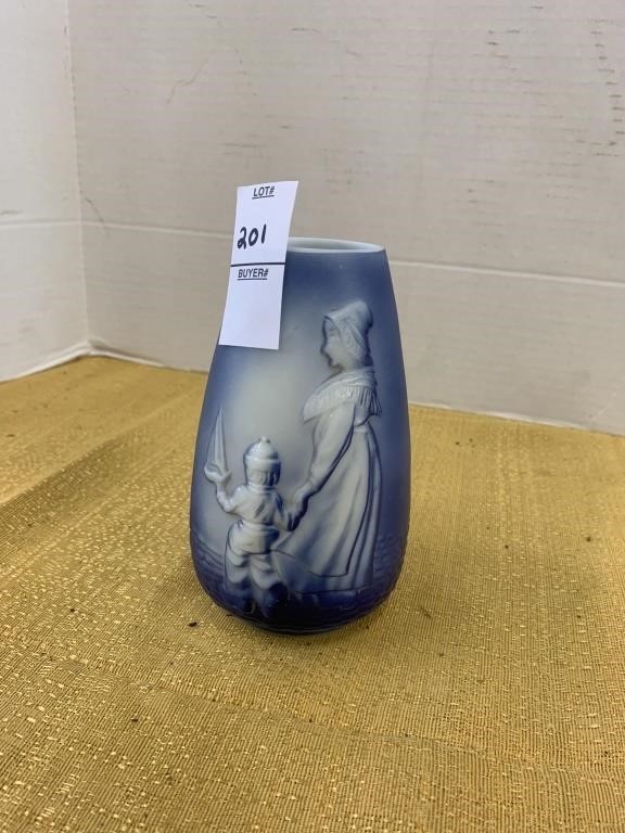 Vintage blue milk 5 inch vase