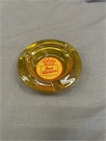 VINTAGE 4.25 INCH AMBER GLASS BEST WESTERN ASHTRAY