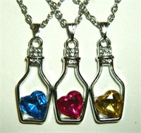 3 JEWELRY FASHION DRIFTING BOTTLE RHINESTONE HEART