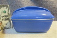 HALL vintage Blue 9" Covered Loaf Pan Glass