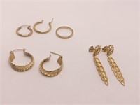 2 PAIRS NOT MATCHING SZ. HOOP EARRINGS, PR. DROP