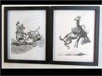 SET OF TWO FRAMED WILL JAMES PRINTS