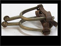 1915 MARKED RIDING SPURS W/ BUFFALO NICKLE ROWLS