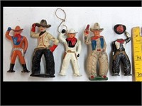 LOT OF 5 LEAD COWBOYS - 1 W/ BROKEN HEAD