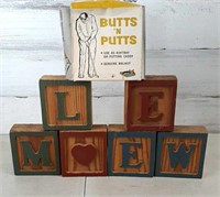 Wooden Blocks and Butts n Puts Putting Caddy