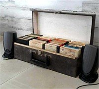 Box of 8-Tracks & 2 Dell Computer Speakers