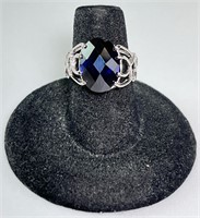 Sterling Faceted Tanzanite Ring 5 Grams Size 5.75