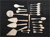 Vintage Silver plate utensils and souvenir spoons