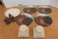 1958 Calendar Plate, Rooster Burner Covers & Decor