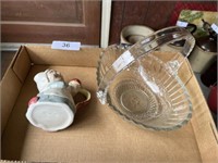 Glass Basket w/ Plastic Handle & Creamer