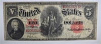 1907 $5.00 “WOODCHOPPER” NOTE F/VF