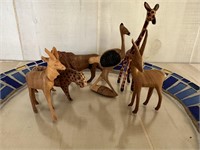 Hand Carved Wood Animals (Africa) and Mosaic Plate