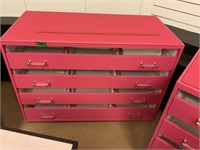 Pink Drawer Retail Cabinet On Rollers