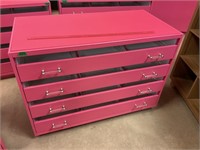 Pink Drawer Retail Cabinet On Rollers
