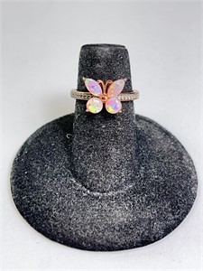 Sterling/Vermeil  (PAJ) Fire Opal Butterfly Ring