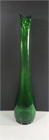 Vintage Green Art Glass Standard Size Swung Vase