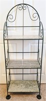 3 Shelf Metal Plant Stand with Marble Shelves