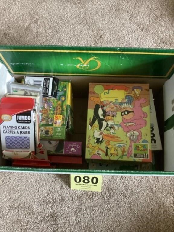 Box lot puzzles, and cards