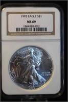 1993 Certified 1oz .999 Silver American Eagle