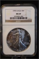 1990 Certified 1oz .999 Silver American Eagle