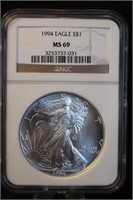 1994 Certified 1oz .999 Silver American Eagle