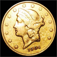 1904-$20 Gold Double Eagle LIGHTLY CIRCULATED