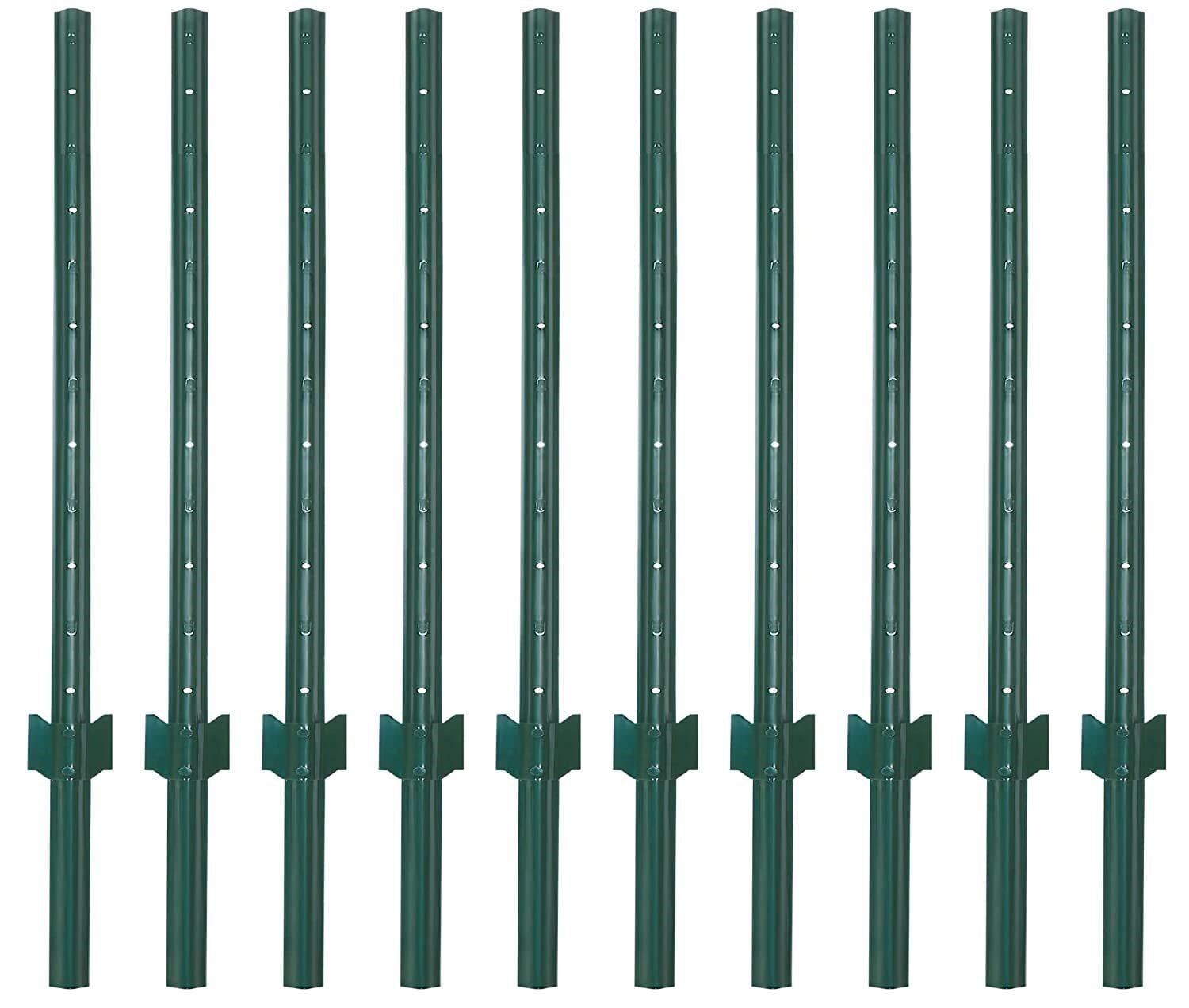 LADECH 3ft Sturdy Metal Fence Post - 10 Pack