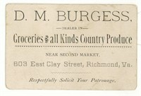 Vintage Richmond, Va. Grocery D.M.Burgess